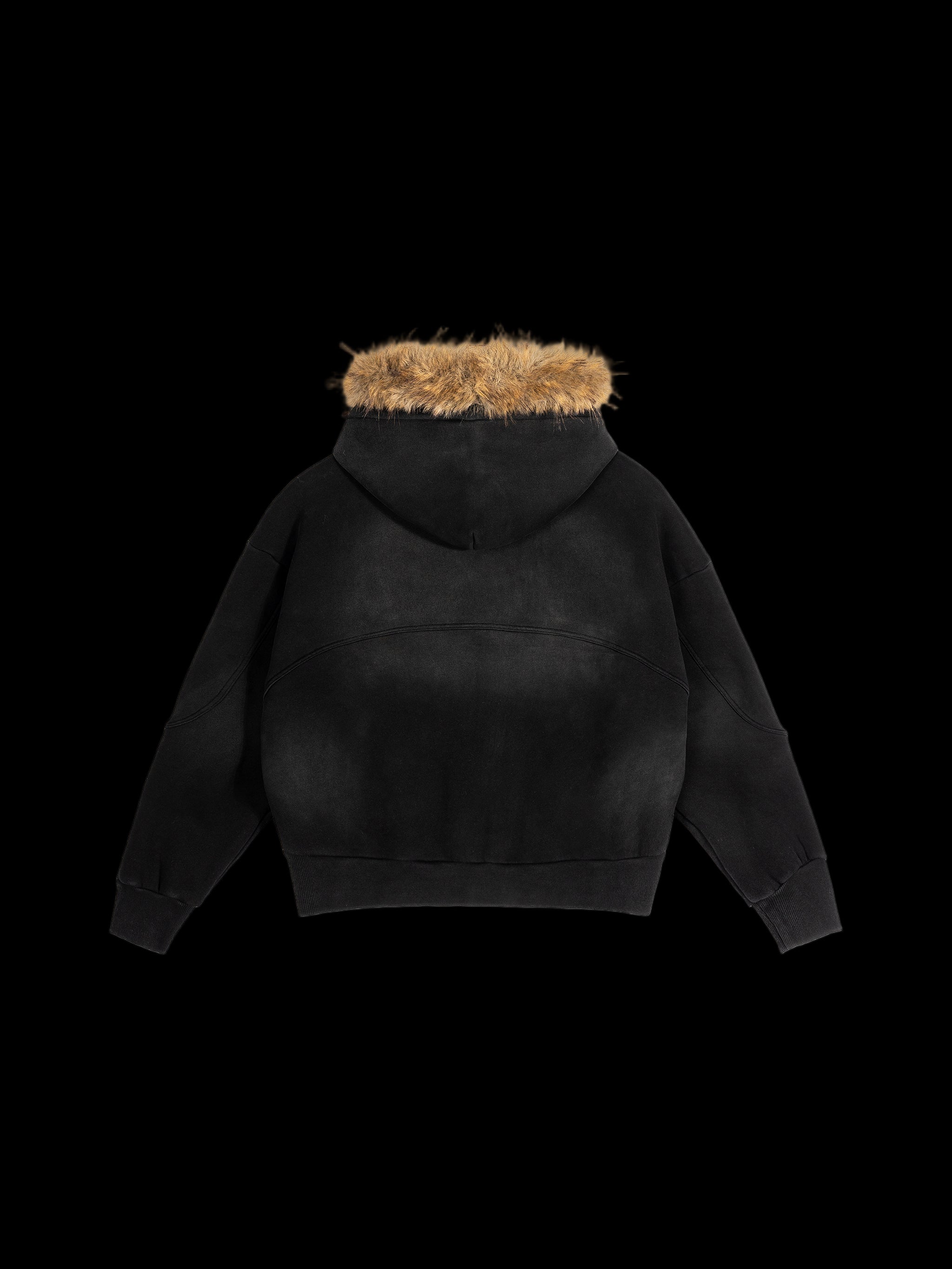 DISTREESED DETACHABLE FUR HOODIE